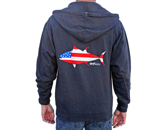 Stars and Stripes Heather Gray Zip-Up